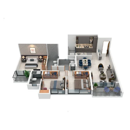 Harivishva Skyfinia Tathawade 3 BHK Floor Plan Image